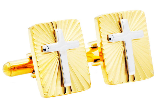 Gold S.Steel Radial Cross Cuff Links