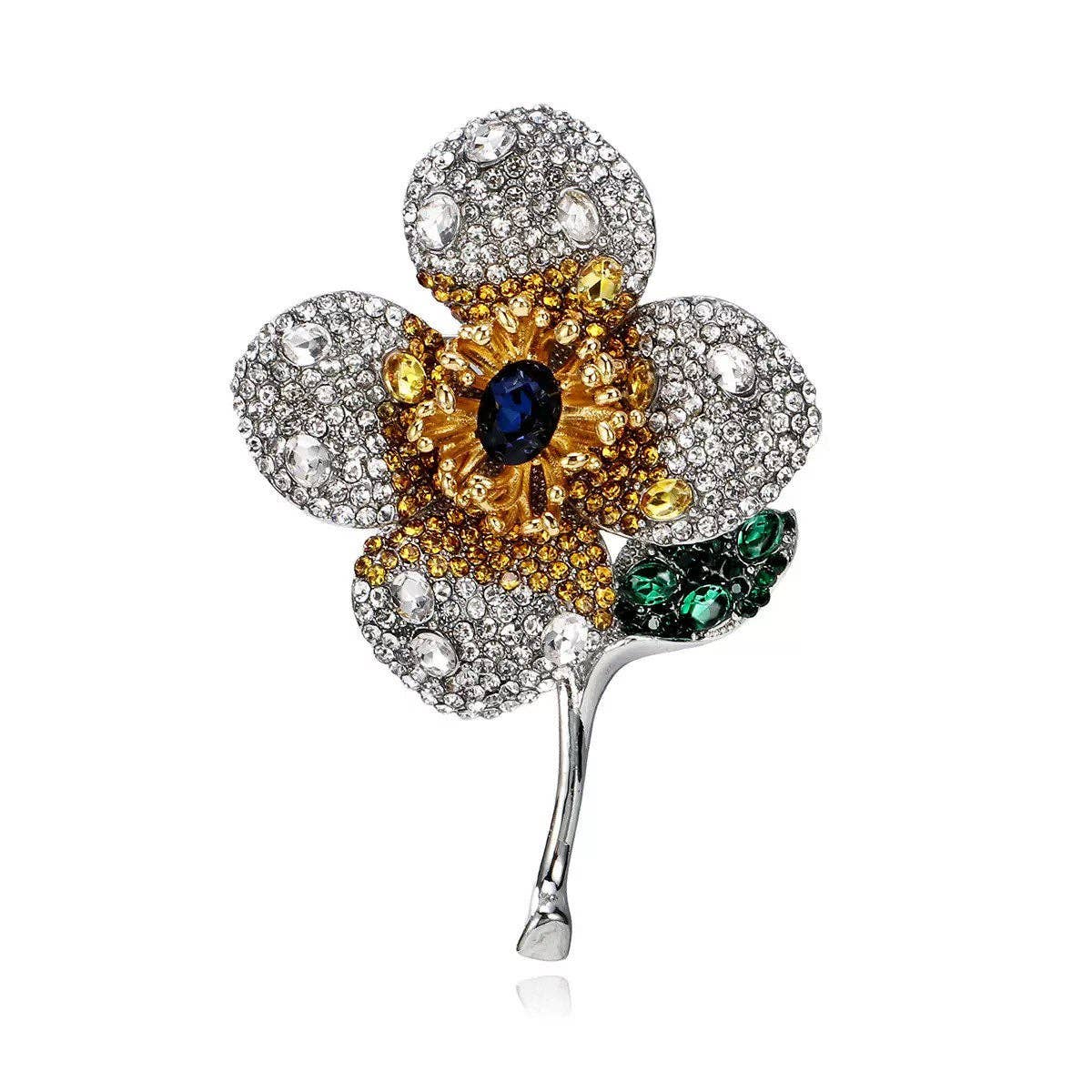 Flowers Alloy Rhinestone Brooch