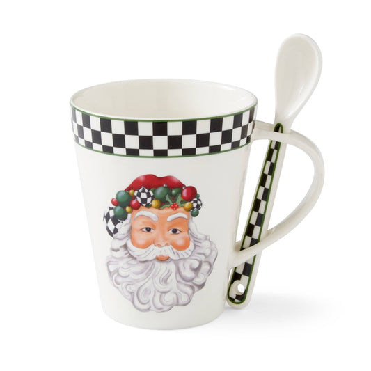 Black and White Christmas Mug and Spoon Set
