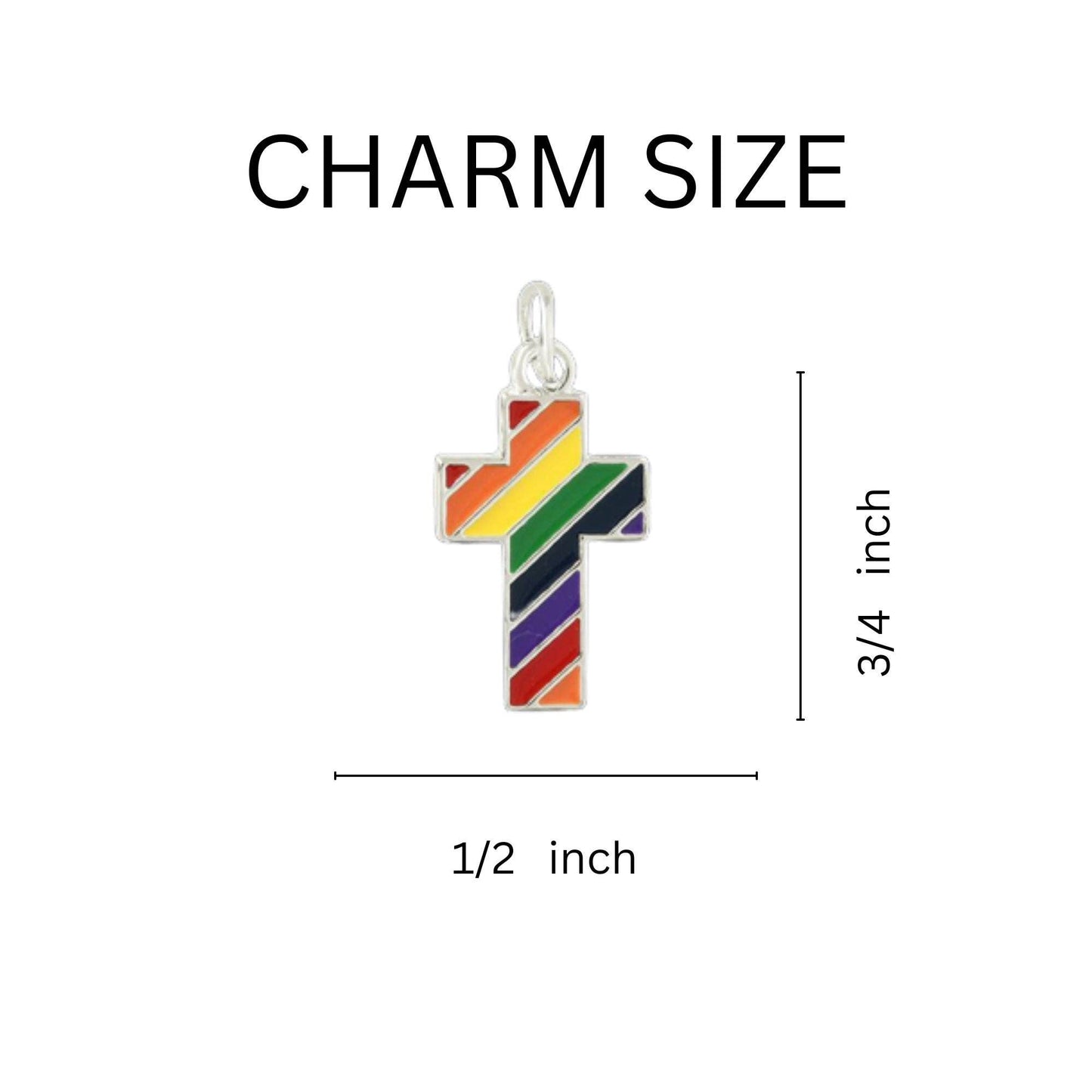 Rainbow Cross Flag Split Ring Key Chains