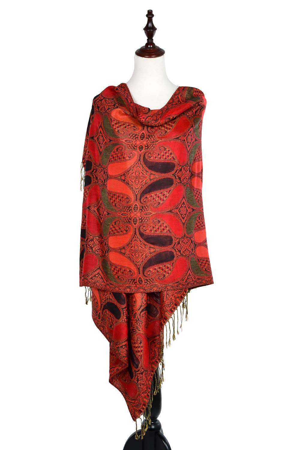 Paisley Print Pashmina Shawl Scarf - Red