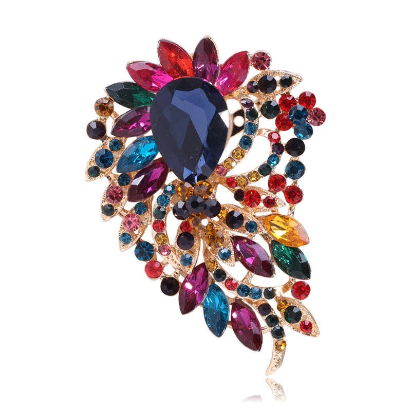 Floral Rhinestone Brooch