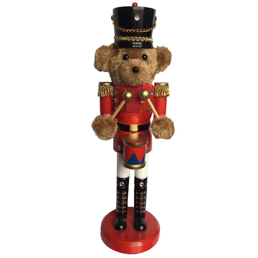 14" Teddy Bear Drummer Nutcracker