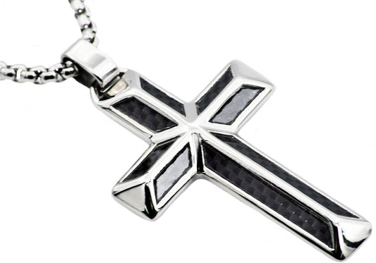 Carbon Fiber Stainless Steel Cross Pendant Sale