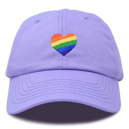 Rainbow Embroidered Heart Cap - Lavender