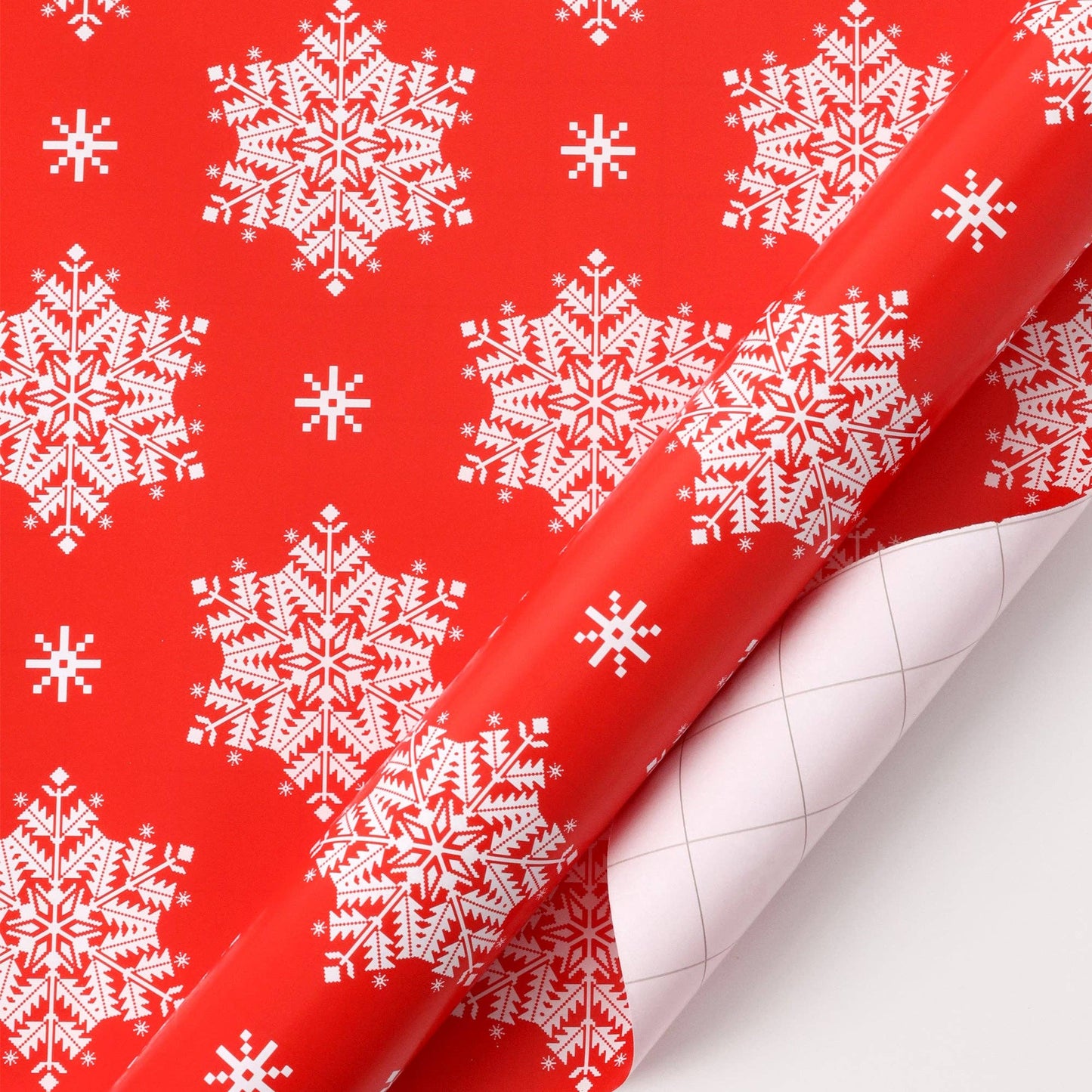 30" x 10' Holiday Wrapping Paper | Red Snowflake