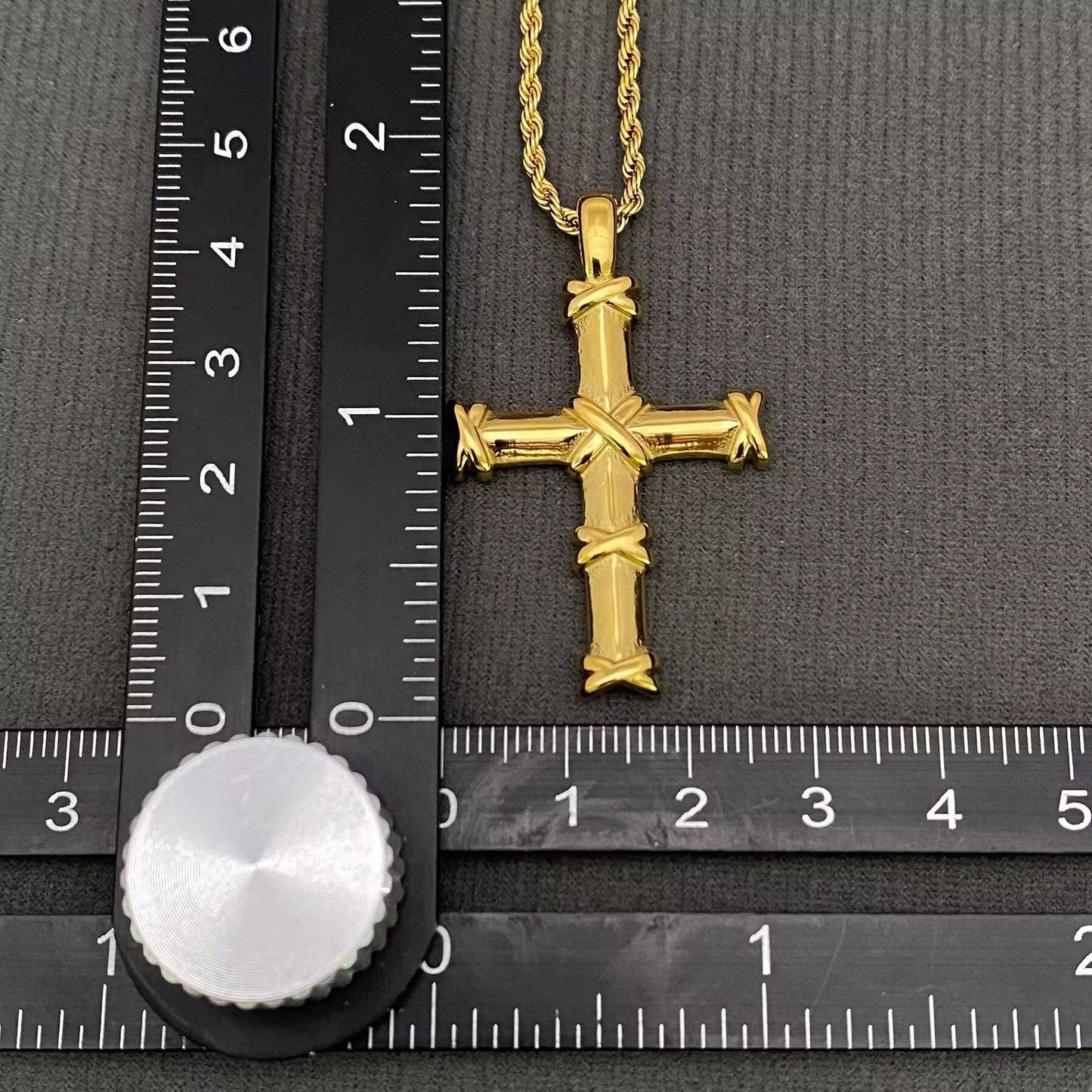 18K Gold Plt. SS. Cross Necklace