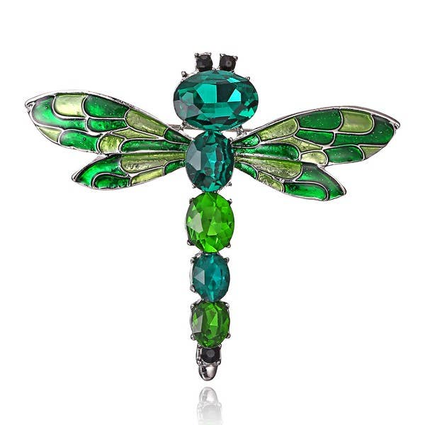 Alloy Rhinestone Dragonfly Brooch
