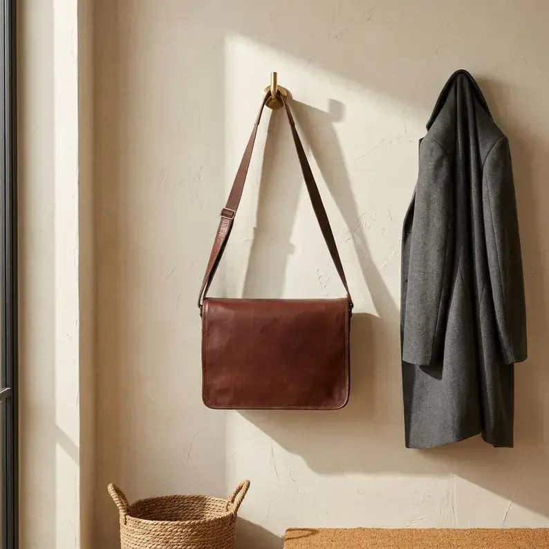Genuine Leather Shoulder Travel Crossbody Ipad Satchel Bag