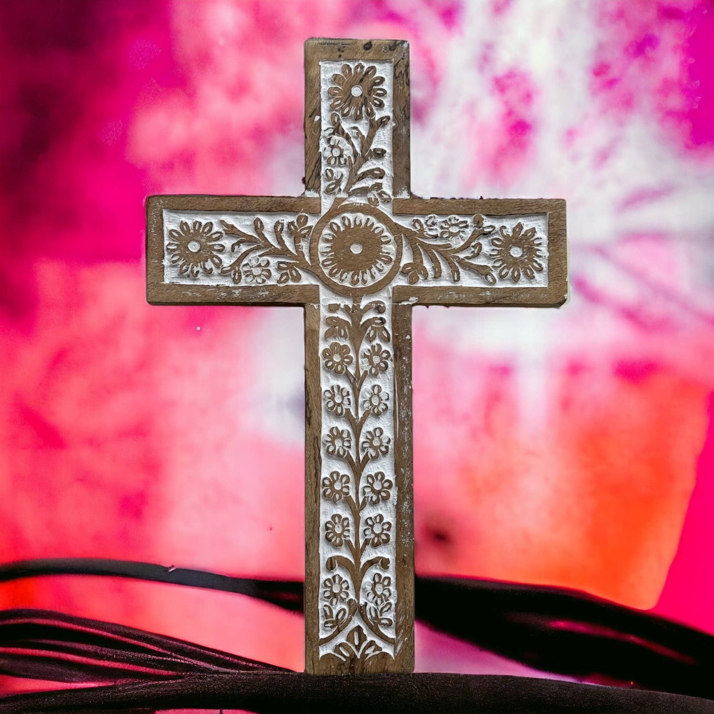 Primavera Hand Carved Wood Wall Cross Clearance