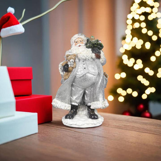 Silver and White Resin Santa
