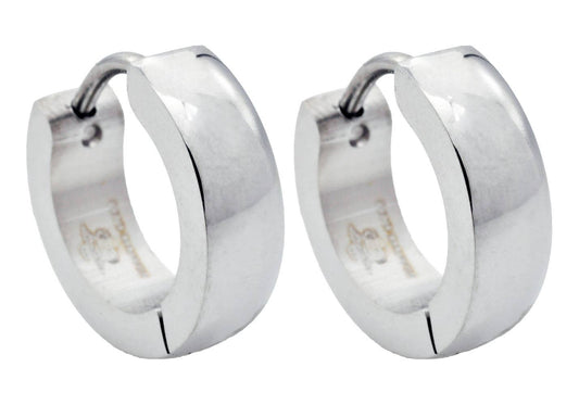Men's Polished Stainless Steel 14mm Hoop Earrings