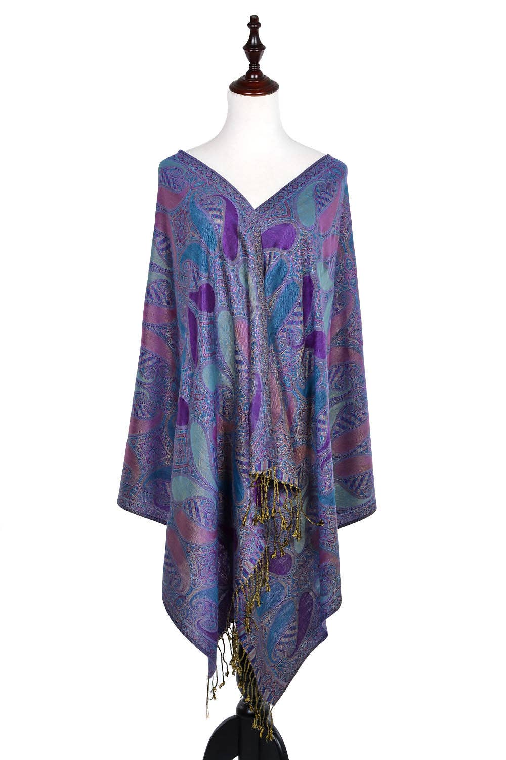 Paisley Print Pashmina Shawl Scarf - Purple