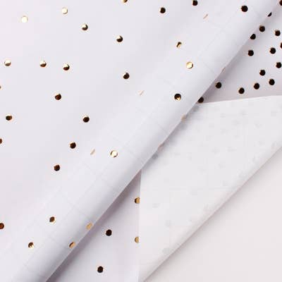 30" x 10' Wrapping Paper | White/Gold Dots