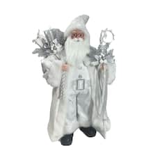 24" White and Silver Santa Figure