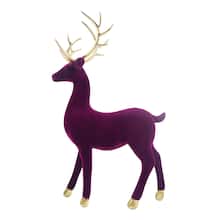 Purple Flocked Standing Reindeer