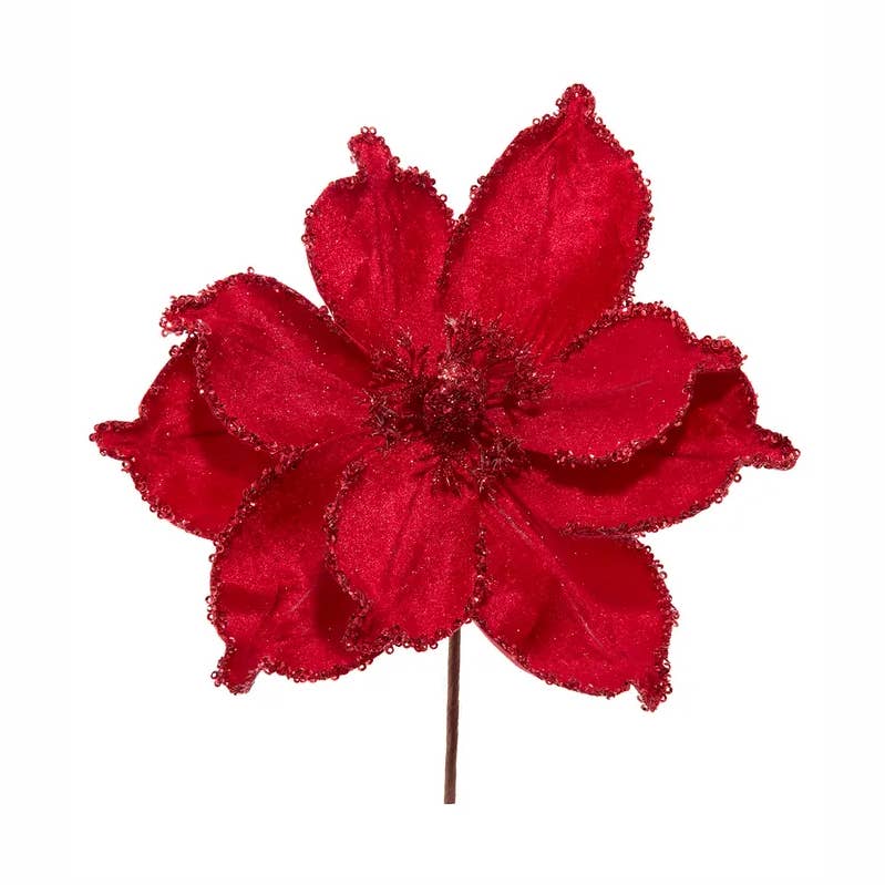 Christmas Red Magnolia Pick