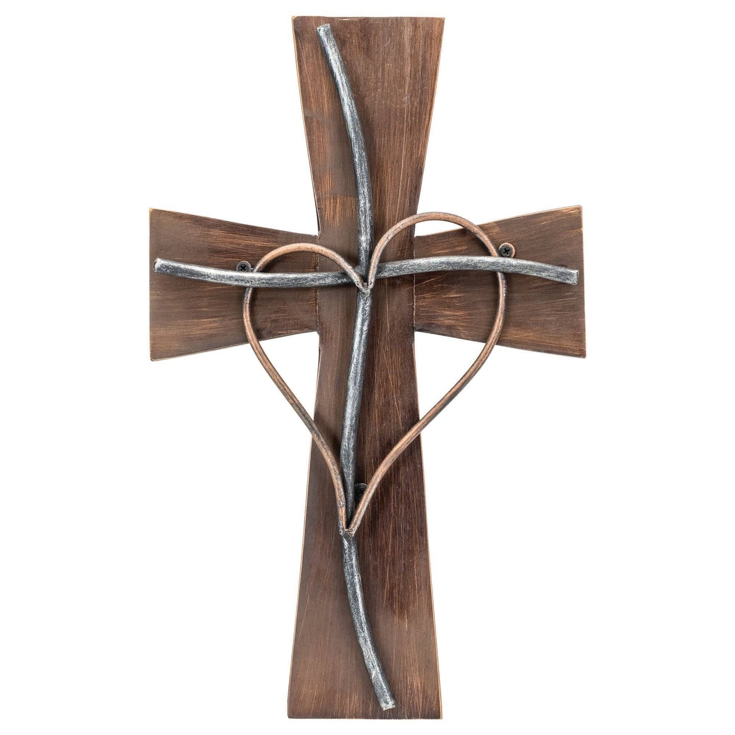 Espres Silver Copper Wood Metal Wall Cross