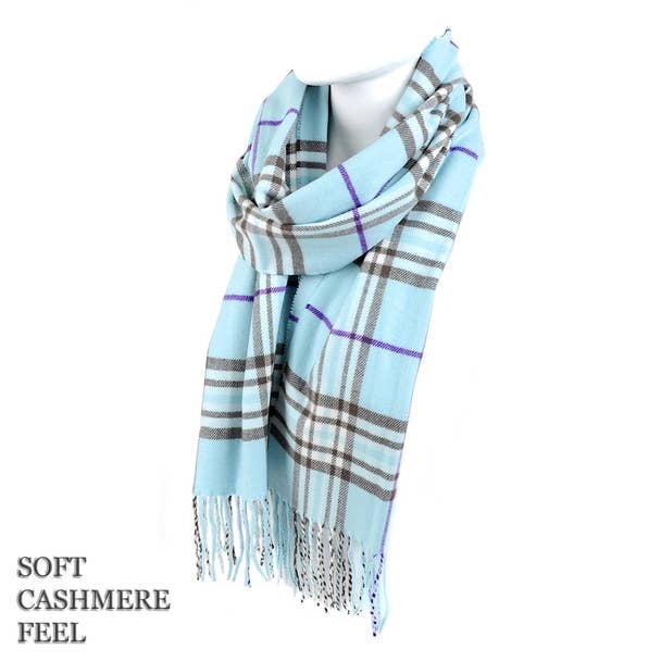 Acrylic Plaid Cashmere Feel Winter Scarf