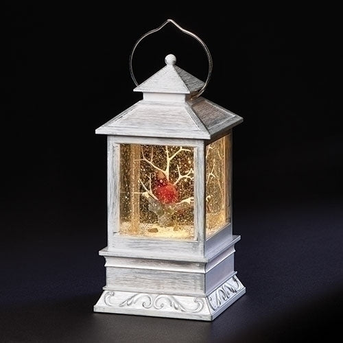 8.5"H Lighted Swirl Lantern Cardinal In Tree