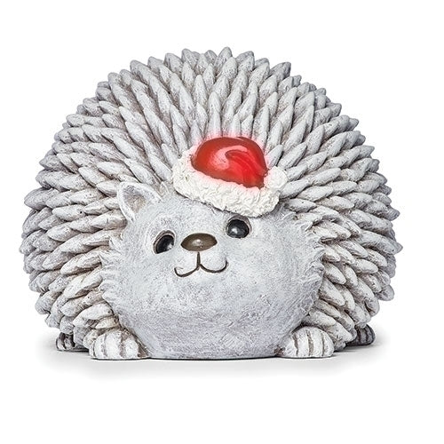 6"H Hedgehog Pudgy Pal, Santa Hat Statue