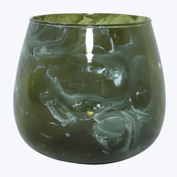 Glass Green Marble Pattern Small Votive Clearance