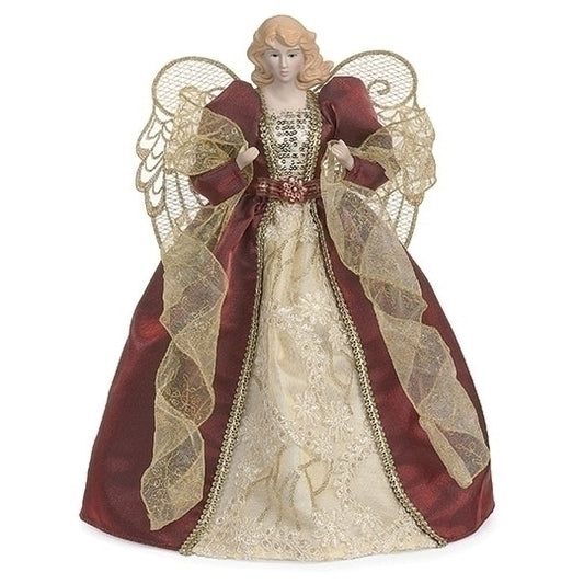 14"H Angel Topper Red & Ivory Lace
