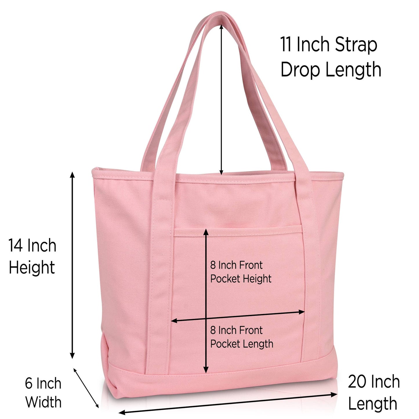 Dalix 20" Solid Color Cotton Canvas Shopping Tote Bag