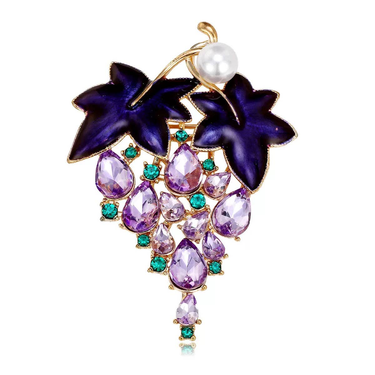 Grape Rhinestone Alloy Brooch