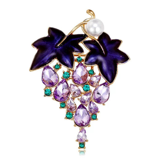 Grape Rhinestone Alloy Brooch