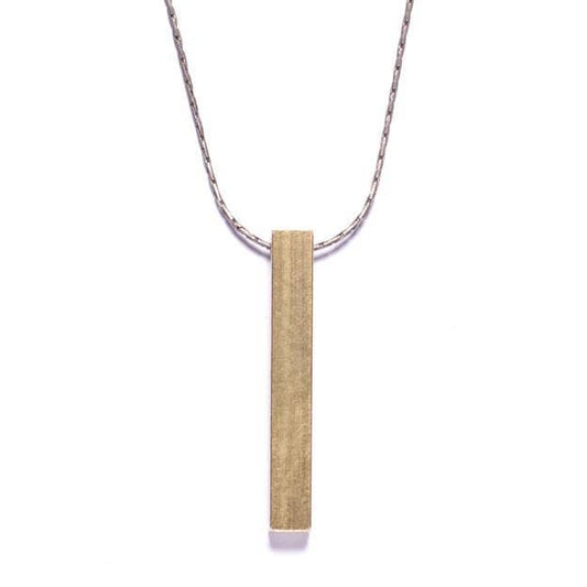 Medium Brass Bar Necklace 28"