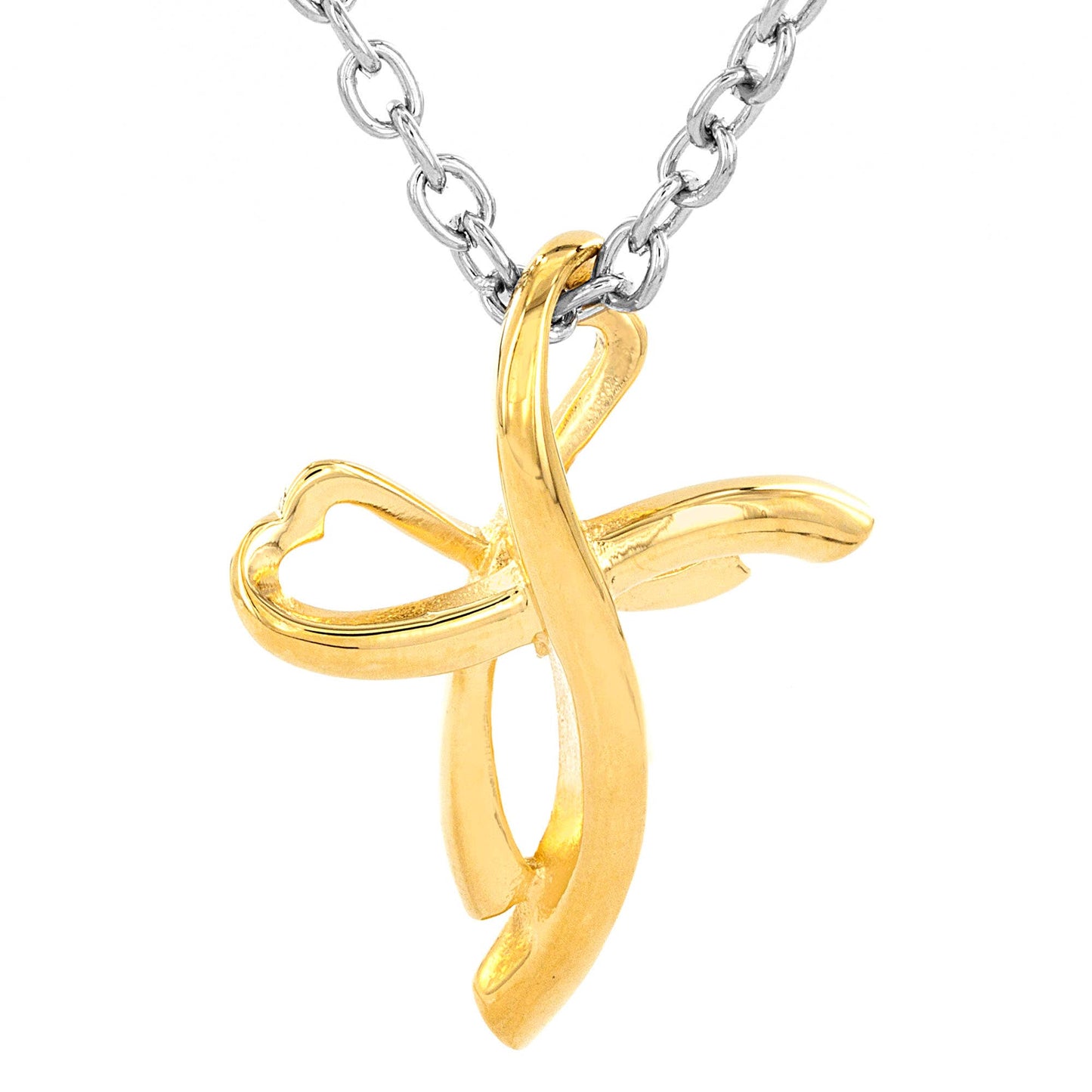 Polished Infinity Cross Gold Ip Pendant Necklace