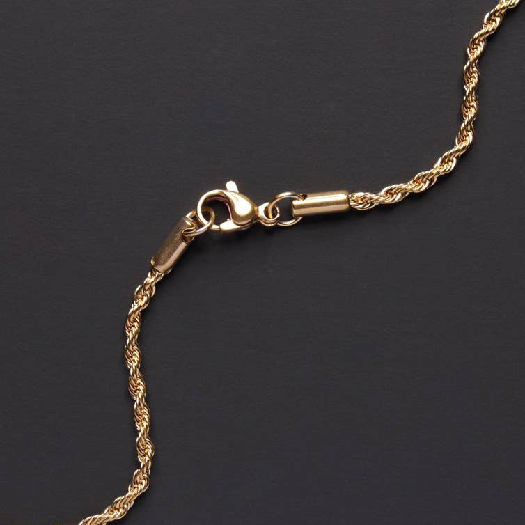 Gold Plated Cross Necklace with Rope Chain