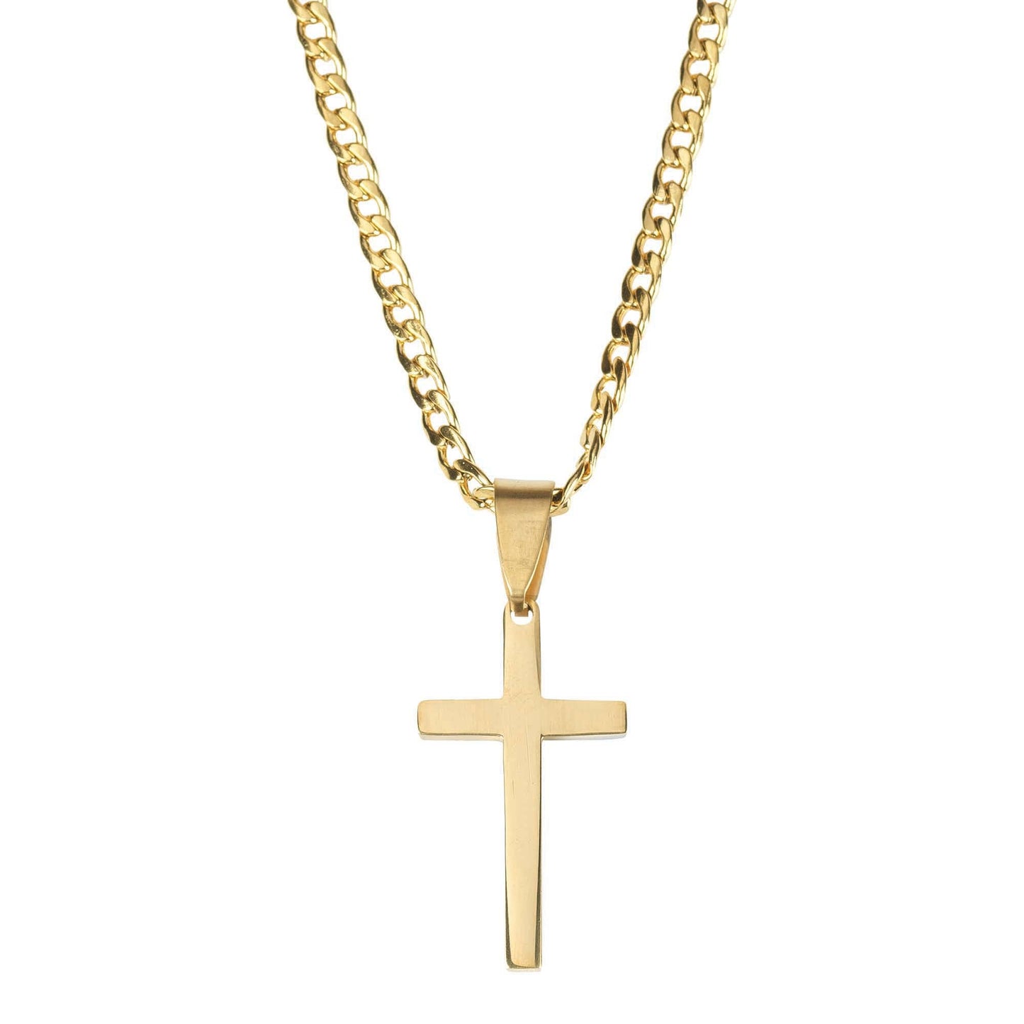 Gold Plated Stainless Steel Textured Nail Cross Necklace Sale