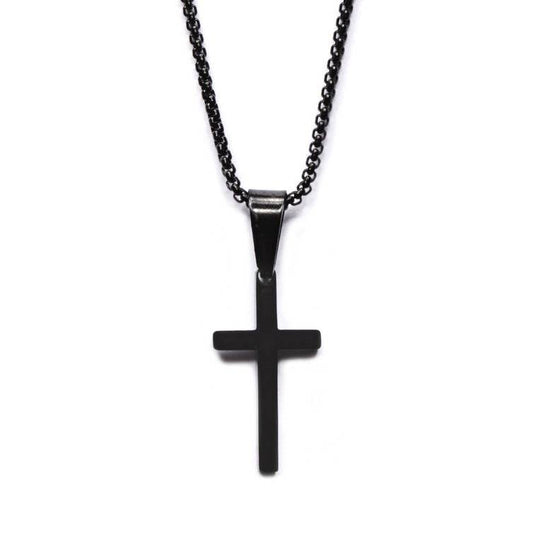 Small Black Cross Necklace 20" Sale