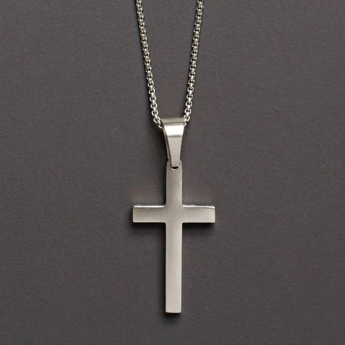 Large St Steel Cross Necklace 20
