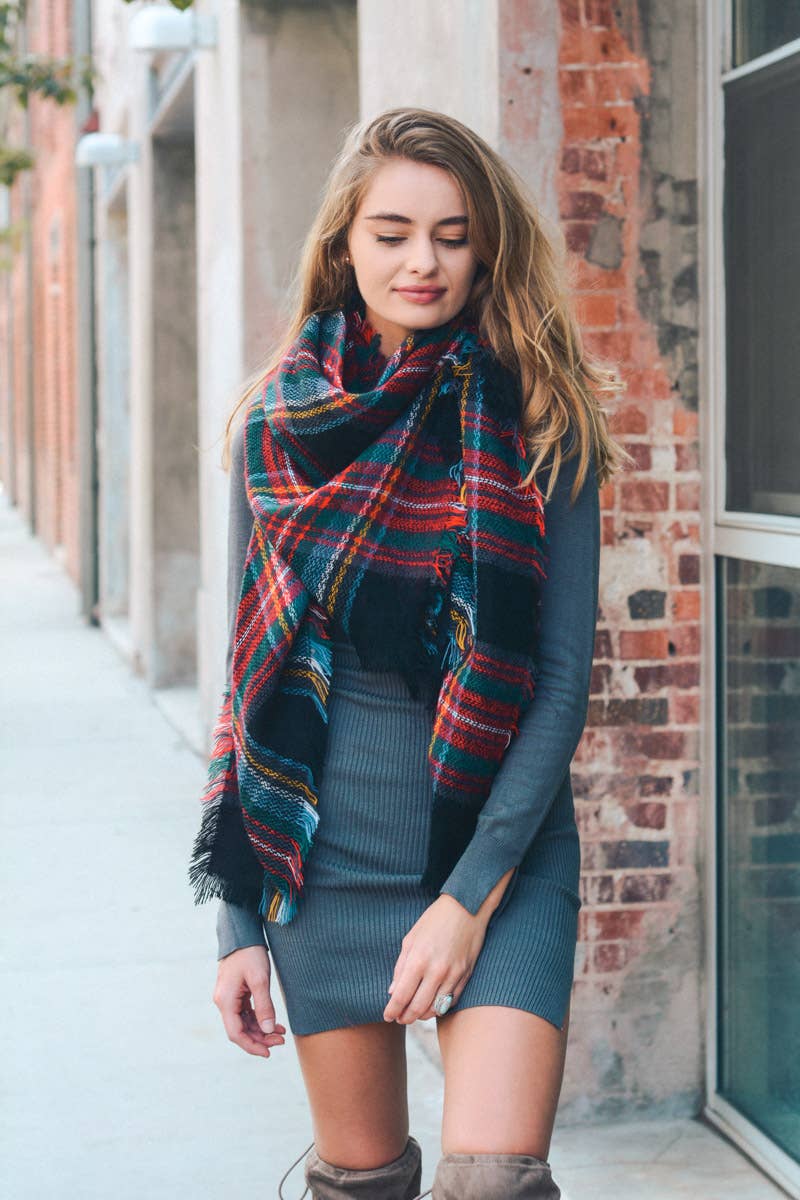 All-Time Classic Warm Frayed Edge Flannel Scarf