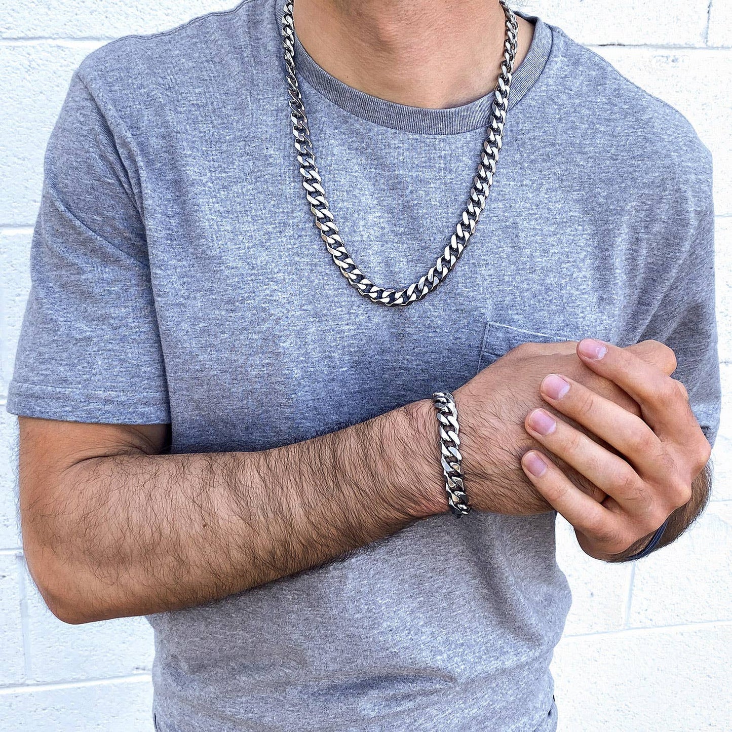 Men's Beveled Curb Chain Bracelet