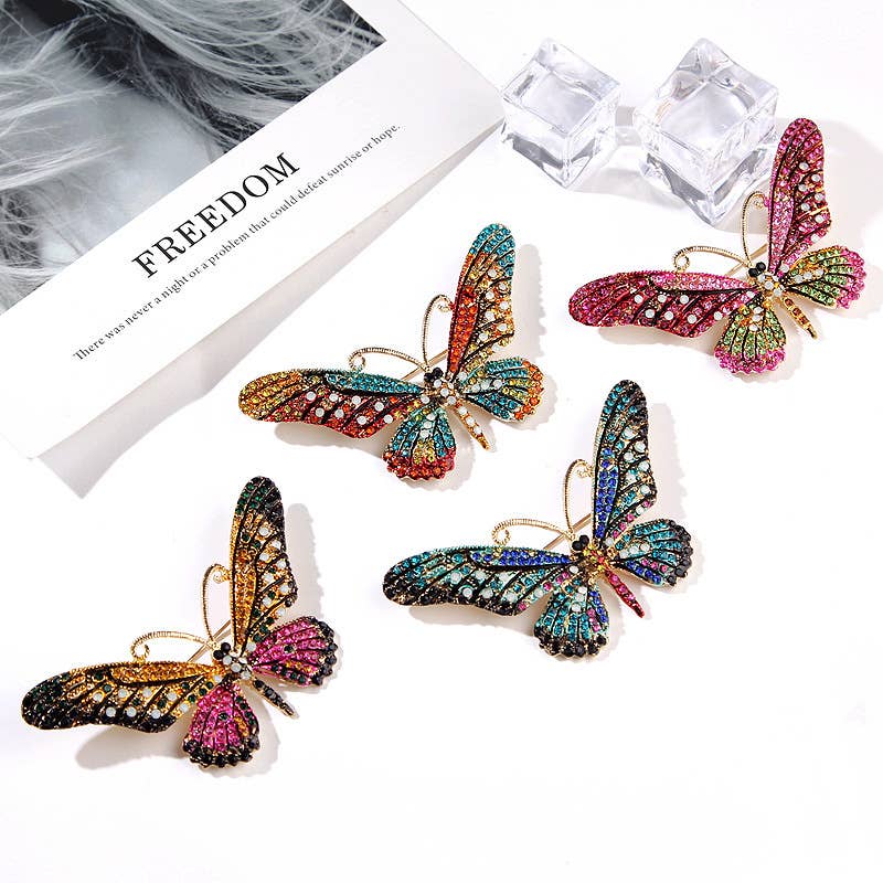 Alloy Rhinestone Butterflay Brooch