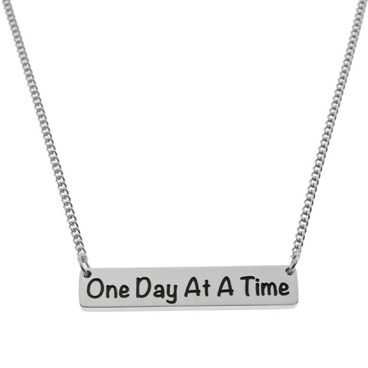 "One Day At A Time" Inspirational Positive Quote Necklace