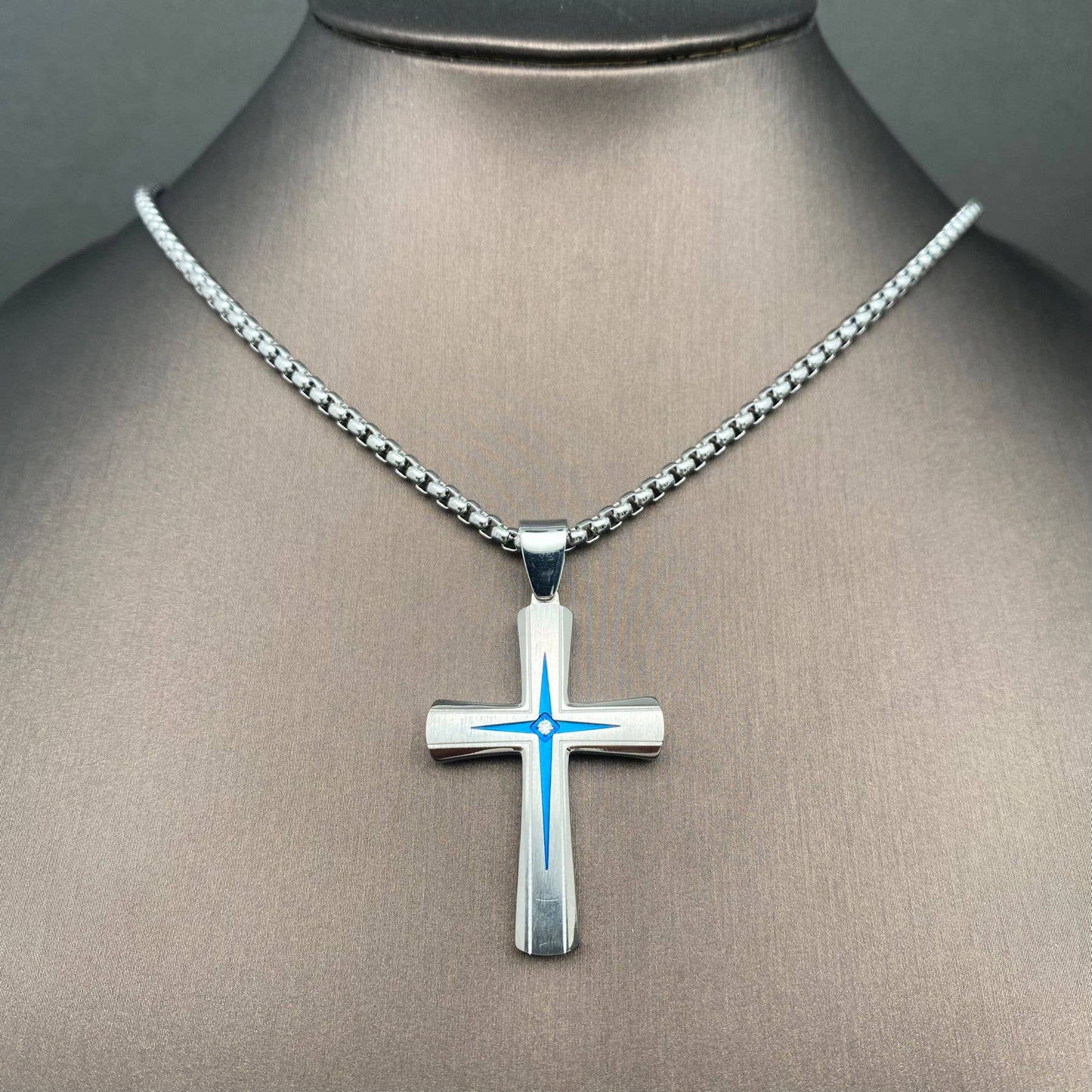 CZ Inlaid Cross Pendant