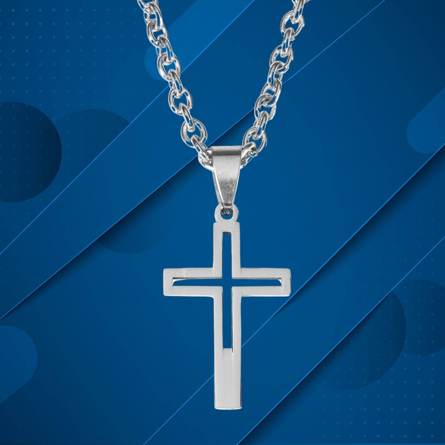 Stainless Steel Cutout Box Cross Necklace Sale