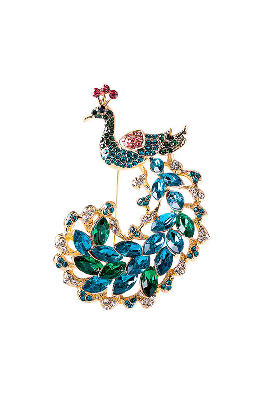 Peacock Rhinestone Brooch
