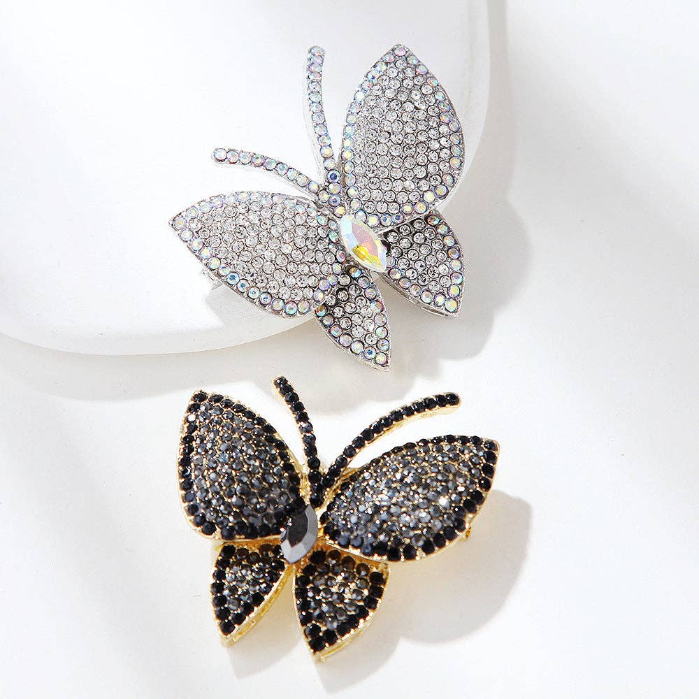 Rhinestone Butterfly Insect Brooch Pin