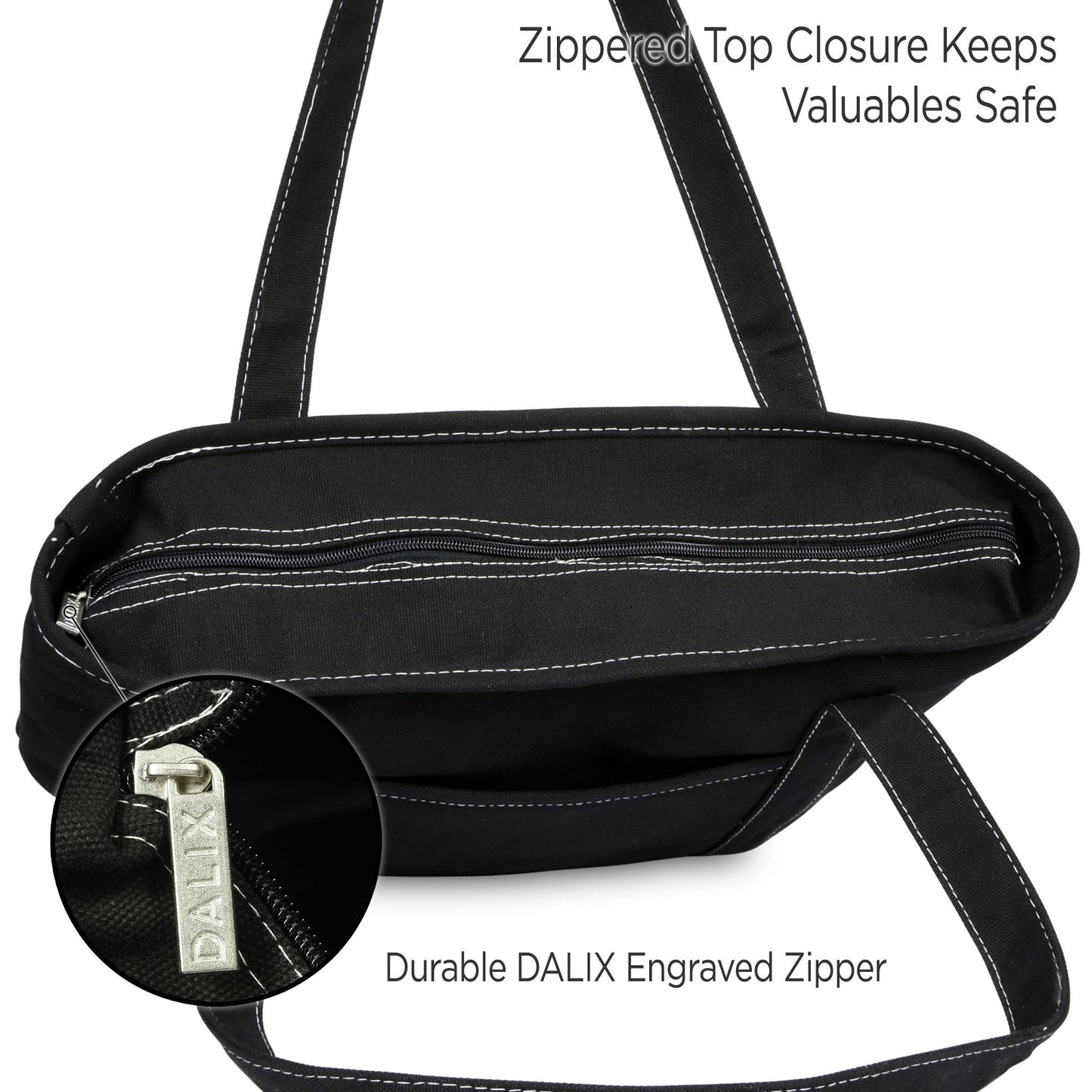 Dalix 20" Solid Color Cotton Canvas Shopping Tote Bag