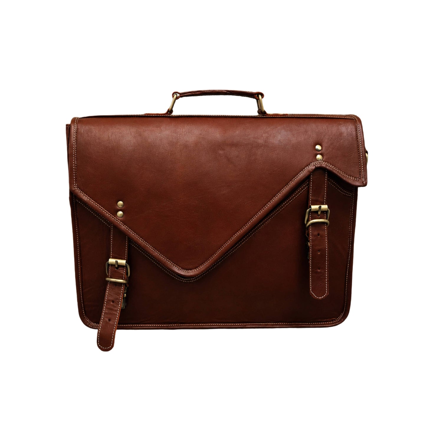 Goat Leather Satchel Messenger Bag Vintage Laptop Bag