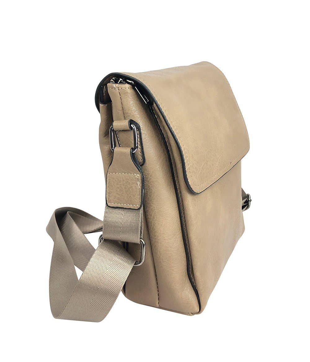 Vegan Leather Messenger Crossbody Bag