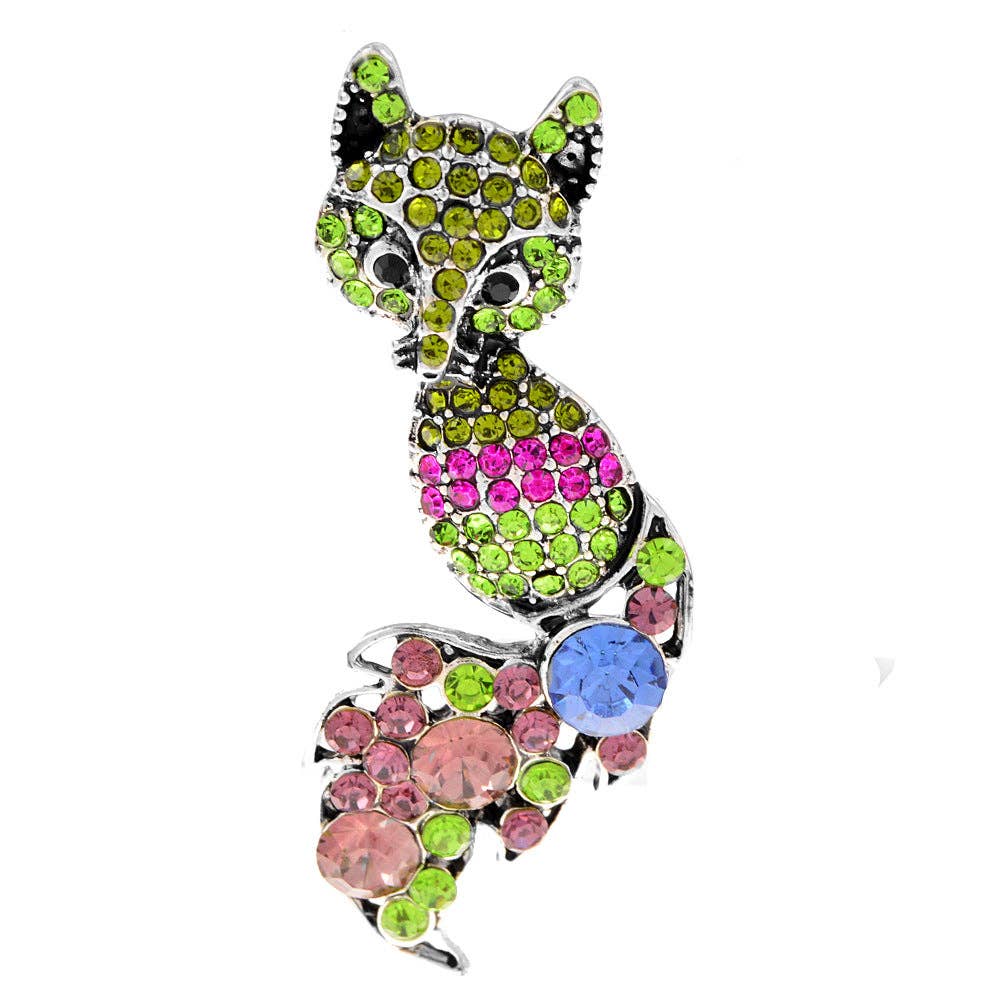 Fox Rhinestone Brooch
