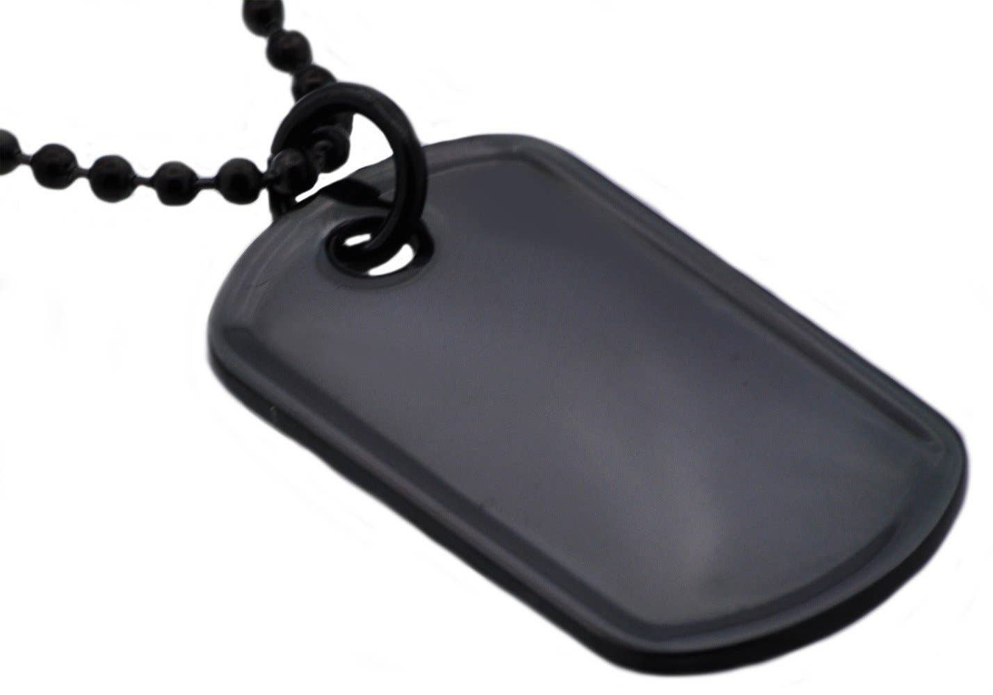 Men's Black Plated Stainless Steel Engravable Dog Tag  Pendant Necklace
