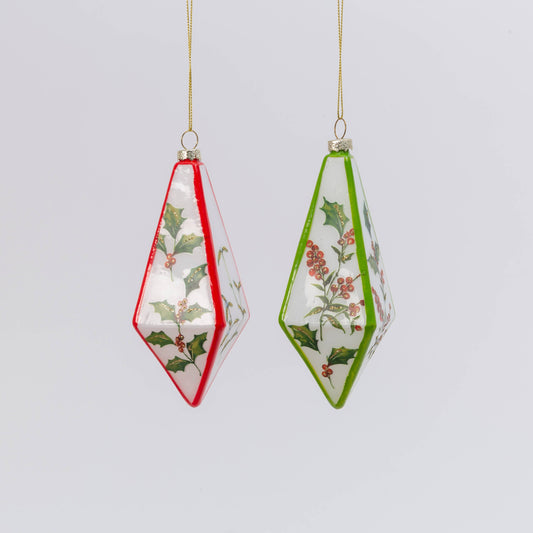 6.25"H Glass Diamond Ornaments